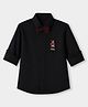 US Polo Assn 100% Cotton Woven Full Sleeves Shirt and Bow Tie with Dog Embroidery - Black