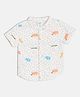 MINI KLUB Cotton Woven Half Sleeves Animals Printed Shirts - White