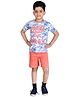 Clothe Funn Cotton Knit Half Sleeves Make Your Magic Text Printed Tee & Shorts Set - White & Coral