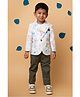 LITTLE COLLARS Boys Blended Cotton Woven Full Sleeves Casual Animal Printed Blazer T-Shirt & Pant Coat Set With Dori Belt- Green - Blended - (12 to 24 Months)
