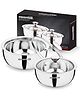Bergner Essential Plus Stainless Steel 2 Pcs Serving Bowl Set - 1000 ml and 500 ml Double Wall Serving Bowls with Glass Lid|Silver
