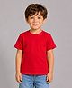 Palgrave Cotton Knit Half Sleeves Solid Tee - Red