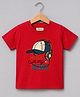 Palgrave Cotton Knit Half Sleeves Cap & Headphones Printed Tee - Red