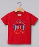 Palgrave Cotton Knit Half Sleeves Headphones & Noise Text Printed Tee - Red