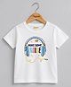 Palgrave Cotton Knit Half Sleeves Headphones & Noise Text Printed Tee - White