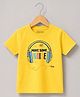 Palgrave Cotton Knit Half Sleeves Headphones & Noise Text Printed Tee - Yellow