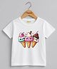 Palgrave Cotton Knit Half Sleeves Ice Cream Printed Tee - White