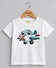 Palgrave Cotton Knit Half Sleeves Helicopter Printed Tee - White