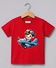 Palgrave Cotton Knit Half Sleeves Helicopter Printed Tee - Red