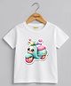 Palgrave Cotton Knit Half Sleeves Scooter Printed Tee - White