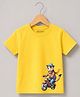 Palgrave Cotton Knit Half Sleeves Animal Printed Tee - Yellow