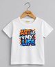 Palgrave Cotton Knit Half Sleeves Art Is My Life Text Printed Tee - White