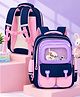 BitFeex Kids School Bag Backpack with Spacious Compartments, Transparent Front Pocket, Padded Shoulder Straps & Side Bottle Pockets - Pink & Purple Height 12 Inches