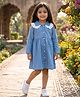 Bright Stars KIDSWEAR Denim Woven Full Sleeves Lace Detailed Dress - Blue