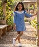 Bright Stars KIDSWEAR Denim Woven Full Sleeves Lace Detailed Dress - Blue