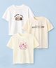 Kidbea Bamboo Knit Pack Of 3 Half Sleeves Dogs & Vehicles Printed Tees - Limegreen White & Cream