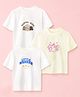 Kidbea Bamboo Knit Pack Of 3 Half Sleeves Dogs & Stars Printed Tees - White & Limegreen