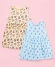 Kidbea Bamboo Woven Pack Of 2 Sleeveless Cherries & Fruits Printed Dresses - Blue & Multi Colour