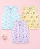Kidbea Bamboo Woven Pack Of 3 Sleeveless Gaming & Magic Printed Jhablas - Cream Lavender & Blue