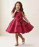 smile baby NX Tissue Woven Sleeveless Glitter & Floral Applique Detailed Dress - Pink