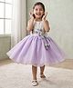 smile baby NX Tissue Woven Sleeveless Floral Embroidered & Bow Applique Detailed Dress - Purple