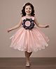 smile baby NX Tissue Woven Sleeveless Beads Embellished Floral Applique Detailed Tutu Dress - Peach