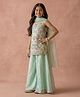 smile baby NX Georgette Woven Sleeveless Sequins Embellished Floral Designed Kurti & Palazzo With Dupatta Set - Mint Green
