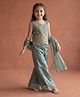 smile baby NX Tissue Woven Sleeveless Beads & Stones Embellished Paisley Designed Top & Palazzo With Dupatta Set - Green