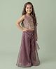 smile baby NX Tissue Woven Sleeveless Beads & Stones Embellished Paisley Designed Top & Palazzo With Dupatta Set - Mauve