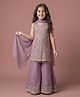 smile baby NX Georgette Woven Sleeveless Beads & Pearls Embellished Floral Designed Kurti & Palazzo With Dupatta Set - Lavender