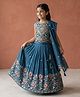 smile baby NX Silk Woven Sleeveless Sequins Woven Floral Embroidered Choli & Lehenga With Dupatta Set - Teal Blue