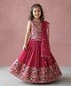 smile baby NX Silk Woven Sleeveless Sequins Woven Floral Embroidered Choli & Lehenga With Dupatta Set - Pink