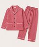 TIPPY TOP Pure Cotton Woven Full Sleeves Gingham Checked Coordinating Shirt & Pajama Night Suit - Red & White