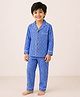 TIPPY TOP Pure Cotton Woven Full Sleeves Gingham Checked Coordinating Shirt & Pajama Night Suit - Blue & White