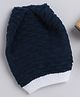 Little Angels Knit Textured Beanie - Navy Blue & White - Circumference - 23 Cms