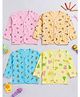 Little Angels Cotton Knit Pack Of 4 Full Sleeves Dinosaur & Fruits Printed Jhablas - Yellow Blue Peach & Pink