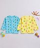 Little Angels Cotton Knit Pack Of 2 Full Sleeves Animals & Fruit Printed Jhablas - Yellow & Blue