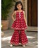 Saka Designs By Sapna Cotton Woven Sleeveless Floral Printed Kurti & Sharara Set - Red