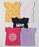 Babyhug 100% Single Jersey Cotton Knit with Half Sleeves T-Shirts and Rainbow & Text Print in Pack of 5 Pink, White, Black, Lavender & Yellow