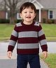 Sportking Knit Full Sleeves Striped Sweater - Maroon & Grey