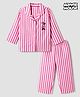 Babyhug Disney 100% Cotton Woven Front Open Full Sleeve Co-Ords Shirt & Pyjama Set With Minnie Mouse Graphic Print - White