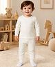 Sportking Knit Full Sleeves Solid Thermal Vest & Pants Set - Off White