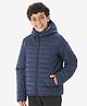 DECATHLON Quechua Knit Full Sleeves Solid Quilted Pre Winter Hooded Jacket - Navy Blue