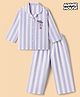 Babyhug Disney 100% Cotton Woven Full Sleeves Co-Ords Striped Shirt & Pyjama Night Suit With Minnie Print - White