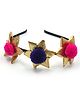 Aabacus Navratri Theme Gota Lace Floral Applique Detailed & Pom Pom Embellished Hair Band - Multi Colour