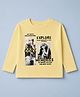 Korkak Cotton Lycra Knit T-Shirt with Full Sleeves and Photographs and Text Print in Light Yellow