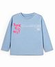 Korkak Cotton Lycra Knit T-Shirt with Full Sleeves Boxy Fit and Thank You Next Print in Blue