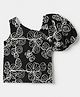 Korkak Woven Embroidered One Side Sleeve Party Top - Black