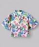 Korkak Woven Top with Puffed Half Sleeves and Flowers and Birds Print - White