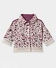 Korkak Woven Three Fourth Sleeves Collared Embroidered Lace Fabric Crop Party Top - Wine